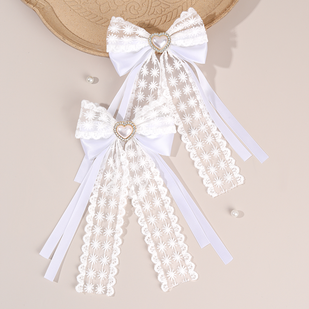 2Pcs Flower Lace Bow Hair Clip - Lace Ribbon Trim avis et prix