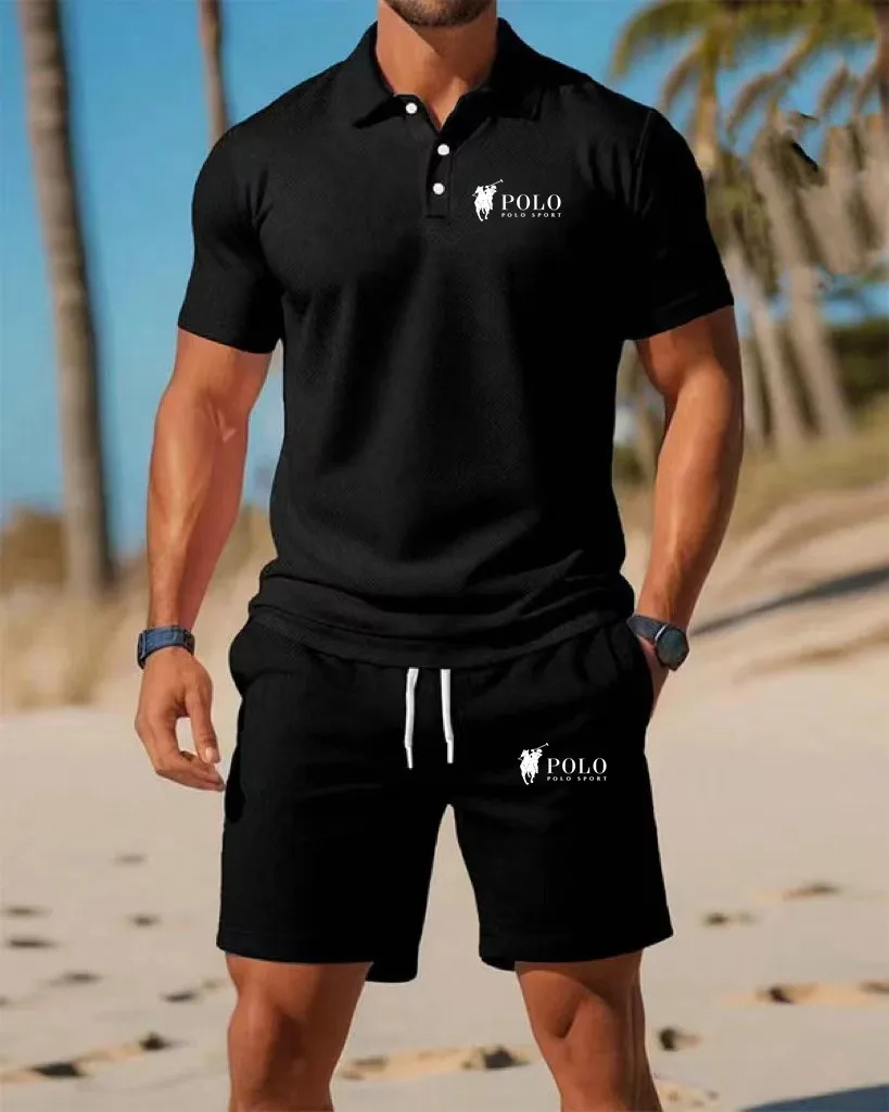 Men's Polo Shirt Set Summer Qu - Embellish Knit avis et prix