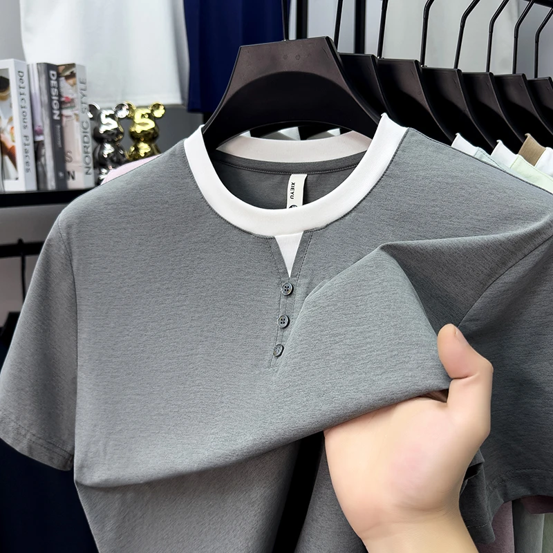 Mens Short Sleeve Henley Neck  - Embellish Knit avis et prix