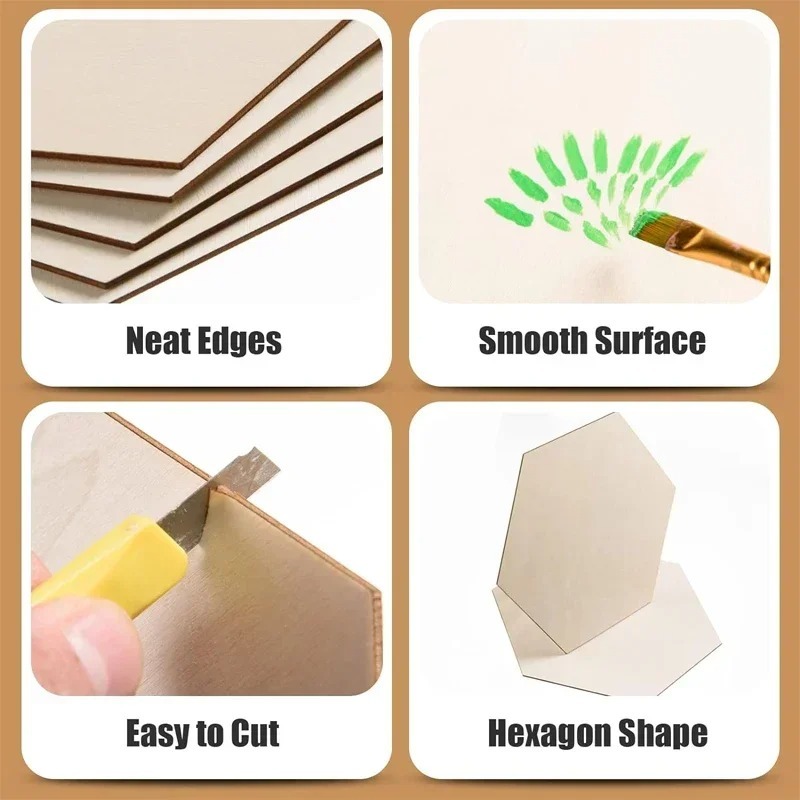 10-120mm Wooden Hexagon Blank  - Christmas Craft Embellishment avis et prix