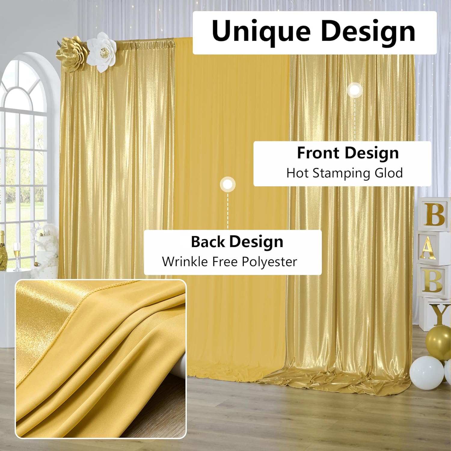 2.3x7FT Wrinkle Free Glitter 1 - Sequin Fabric Panel avis et prix