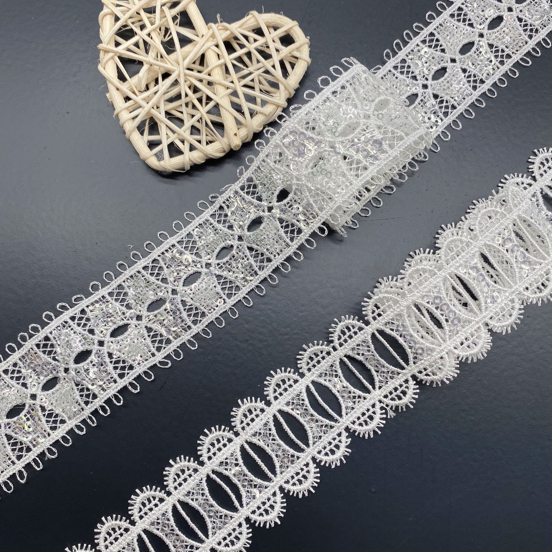 Hollow Wearable Sequins Ribbon - Lace Ribbon Trim avis et prix