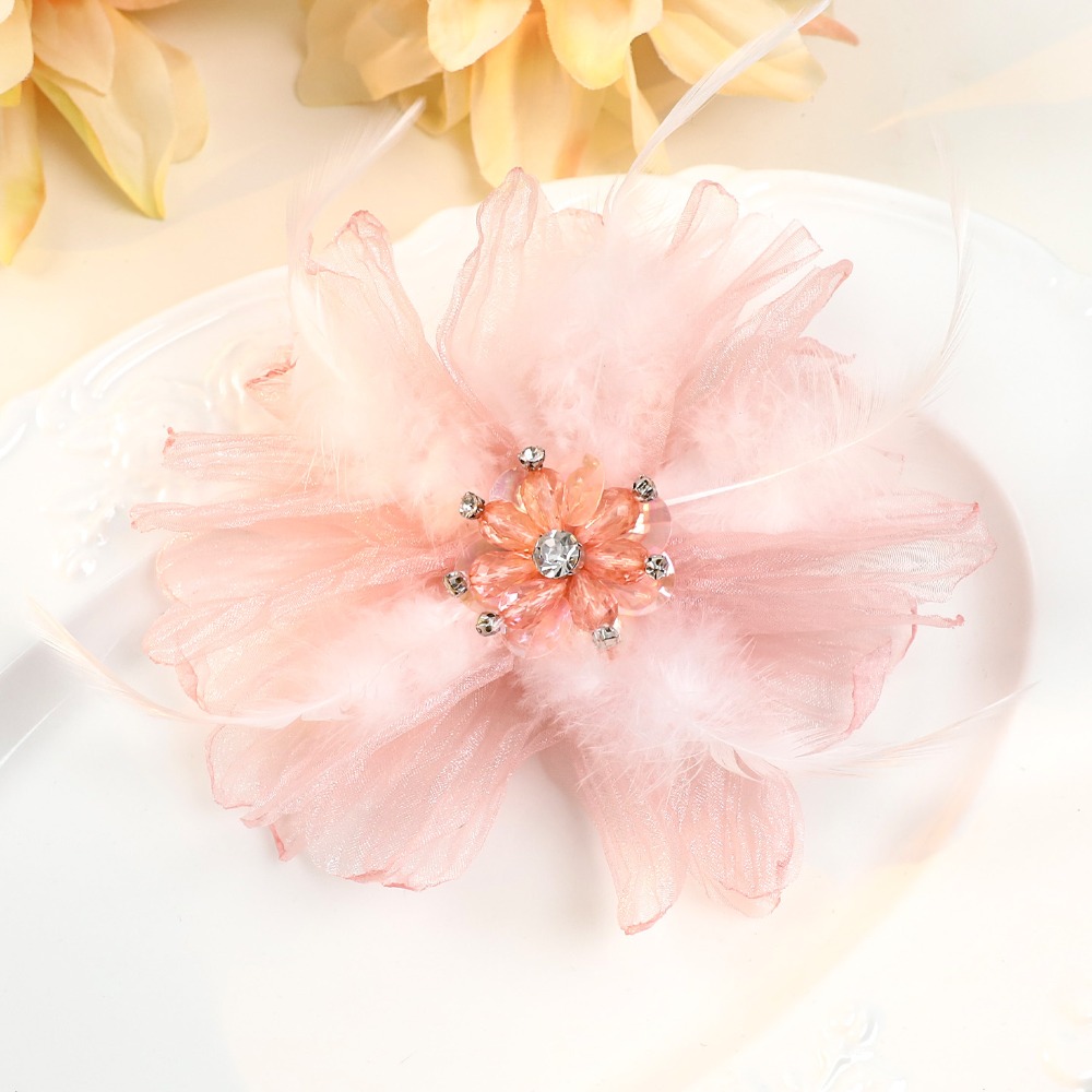 Handmade Mesh Feather Flower B - Crystal Mesh Fabric avis et prix