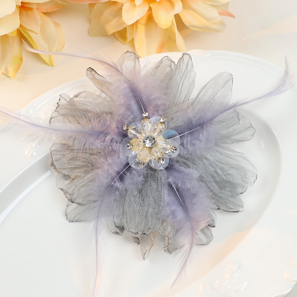 Handmade Mesh Feather Flower B - Crystal Mesh Fabric avis et prix