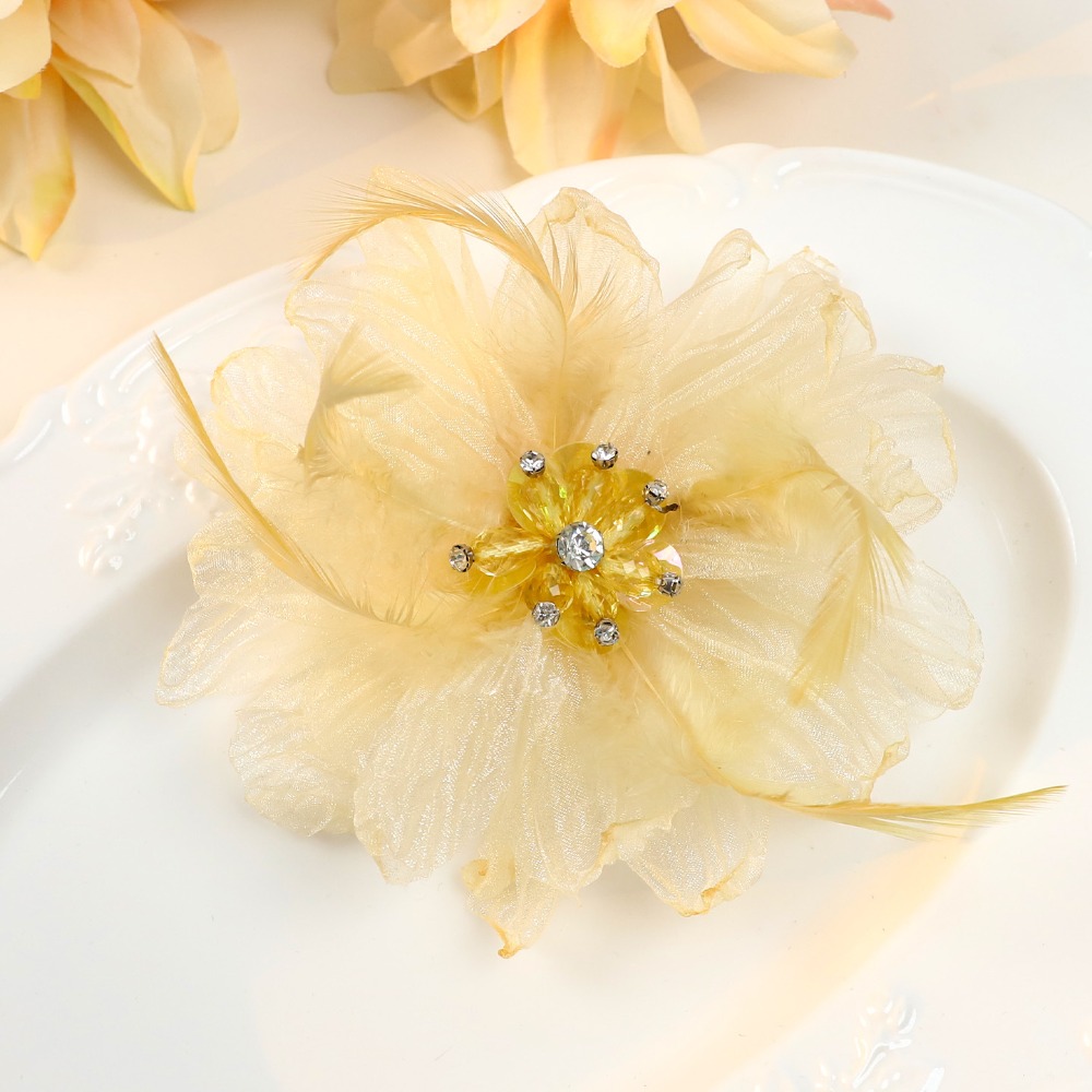 Handmade Mesh Feather Flower B - Crystal Mesh Fabric avis et prix