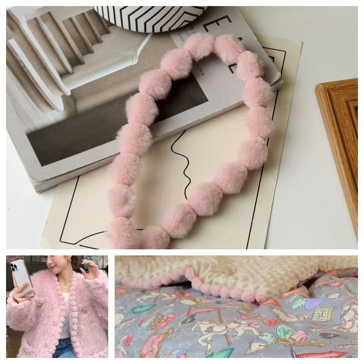 3cm Faux Rabbit Fur Pom Pom Ba - Fringe Ribbon Sewing avis et prix