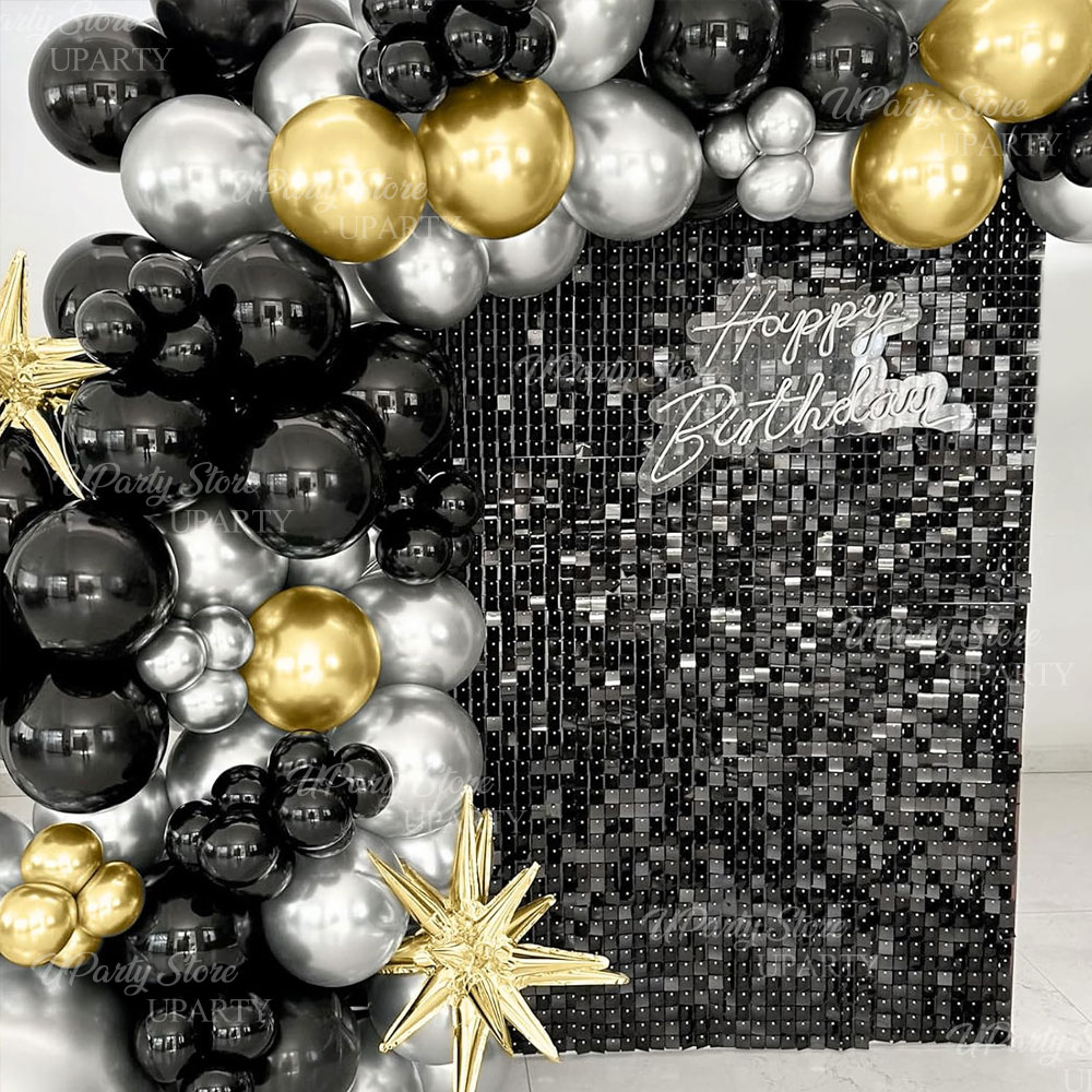 Black Shimmer Wall Backdrop 12 - Sequin Fabric Panel avis et prix