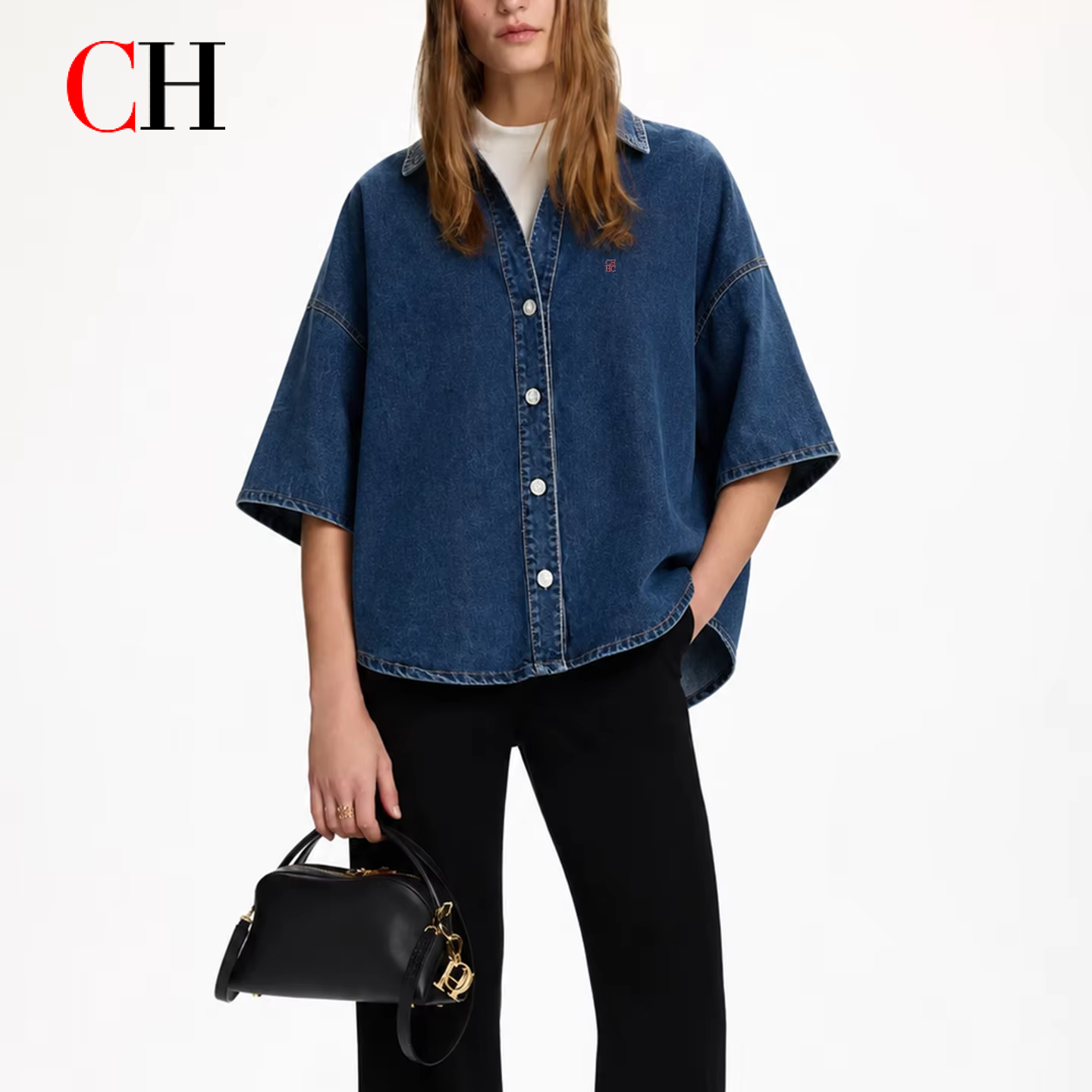 CH Letter Embroidered Solid Co - Embellish Knit avis et prix