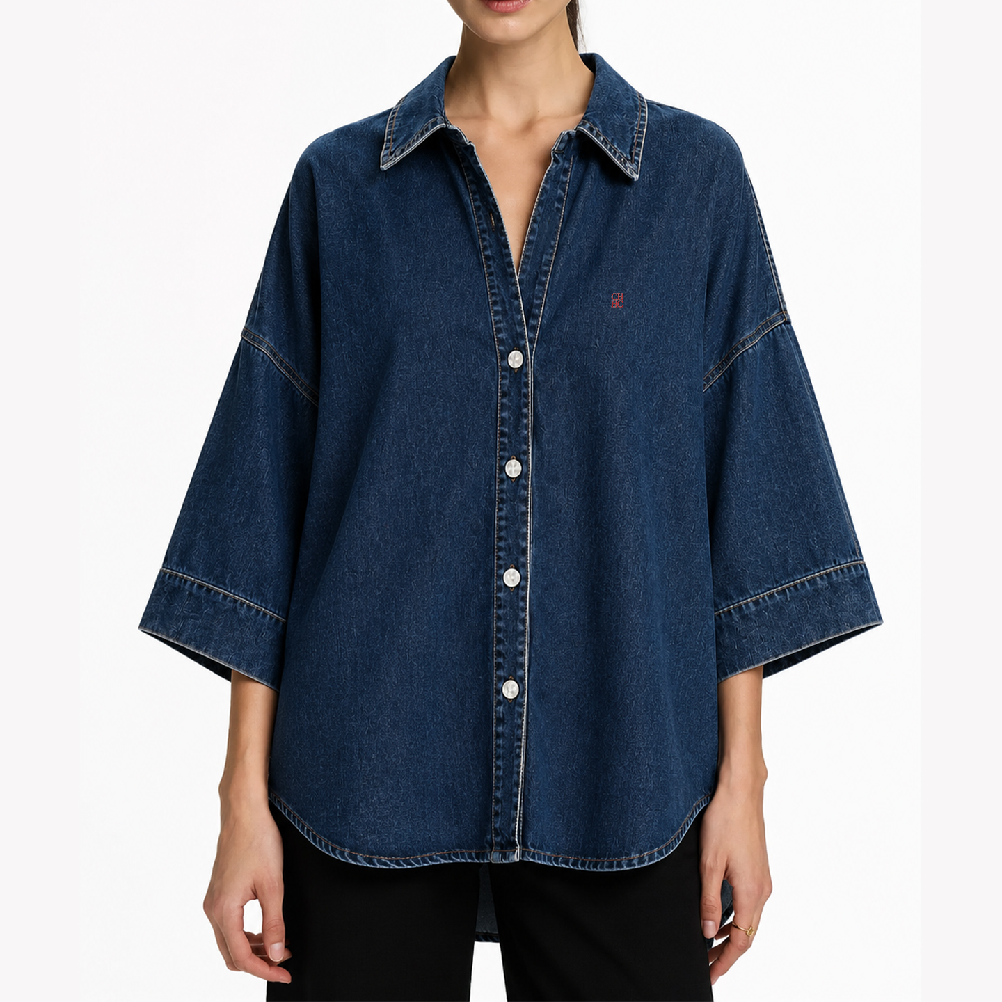 CH Letter Embroidered Solid Co - Embellish Knit avis et prix