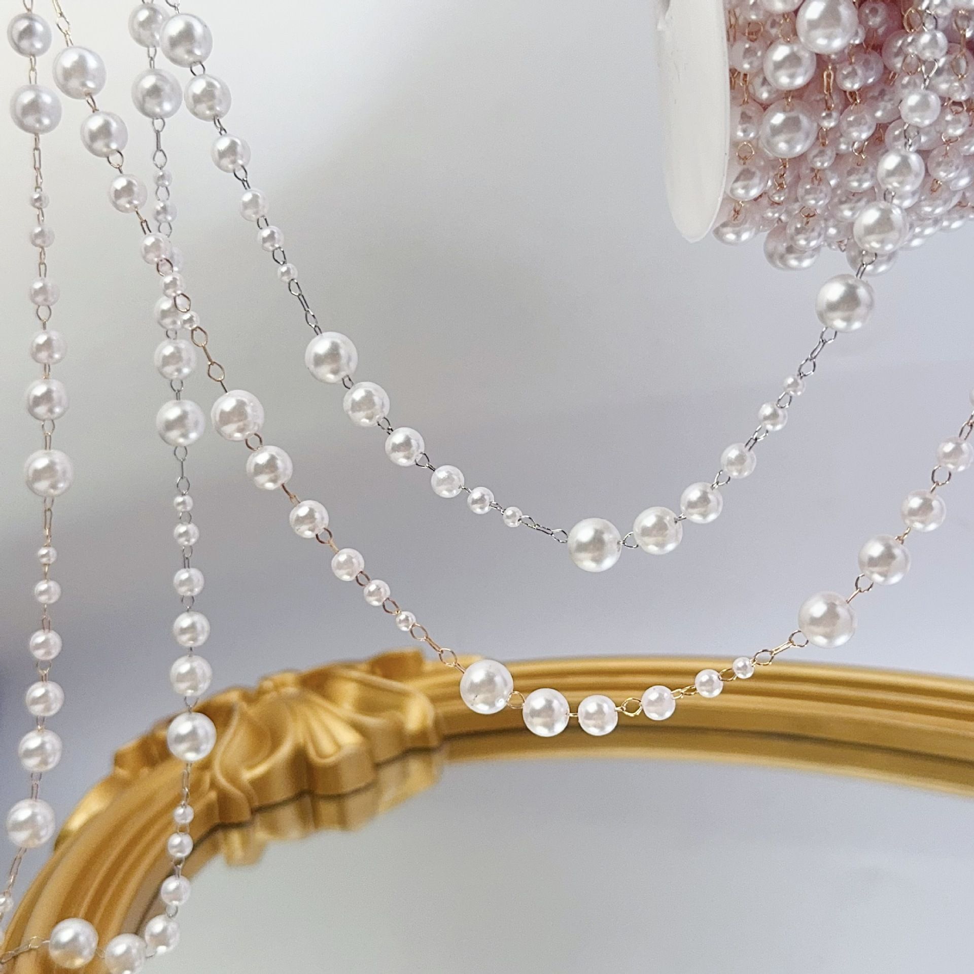 3-8mm Pearl Copper Chain, Anci - Beaded Trim Fringe avis et prix
