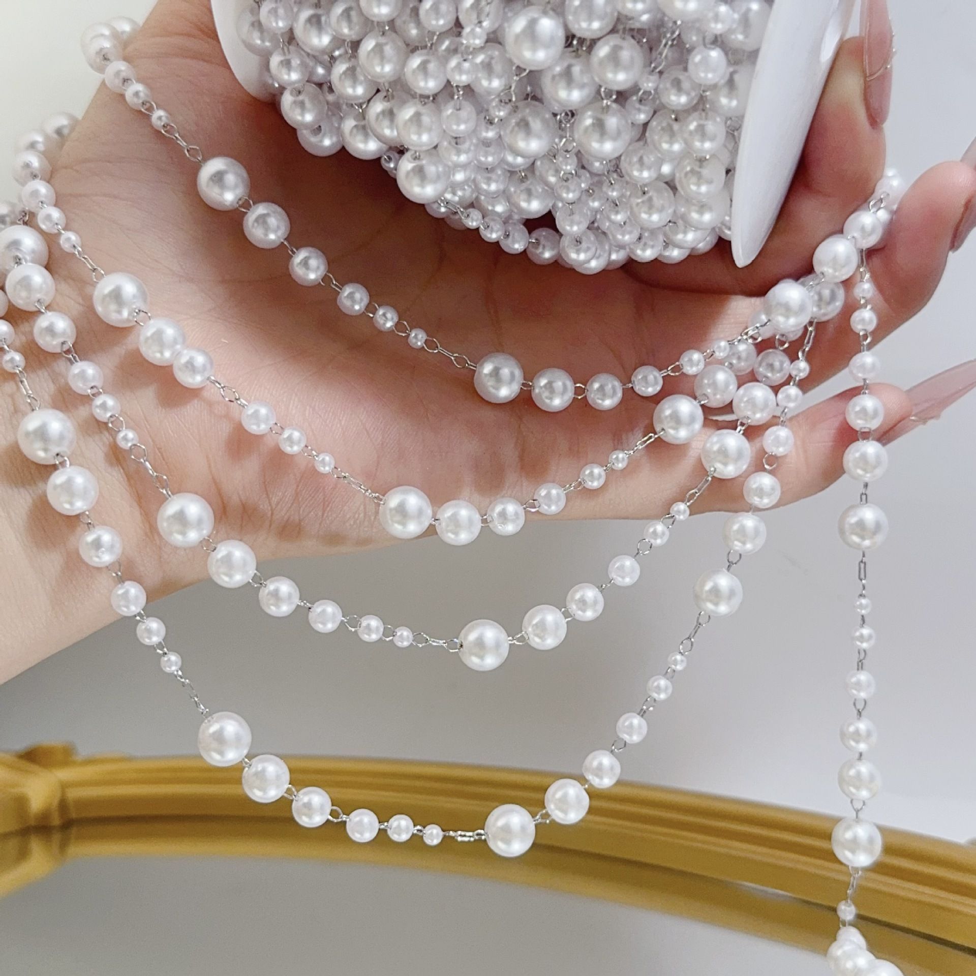 3-8mm Pearl Copper Chain, Anci - Beaded Trim Fringe avis et prix
