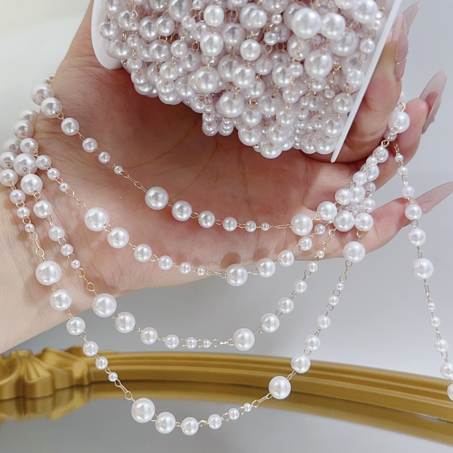 3-8mm Pearl Copper Chain, Anci - Beaded Trim Fringe avis et prix