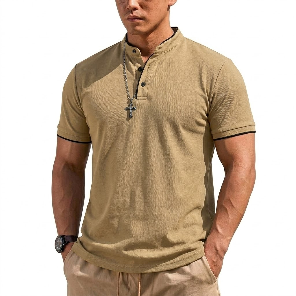 Summer Short Sleeve Henley Shi - Embellish Knit avis et prix