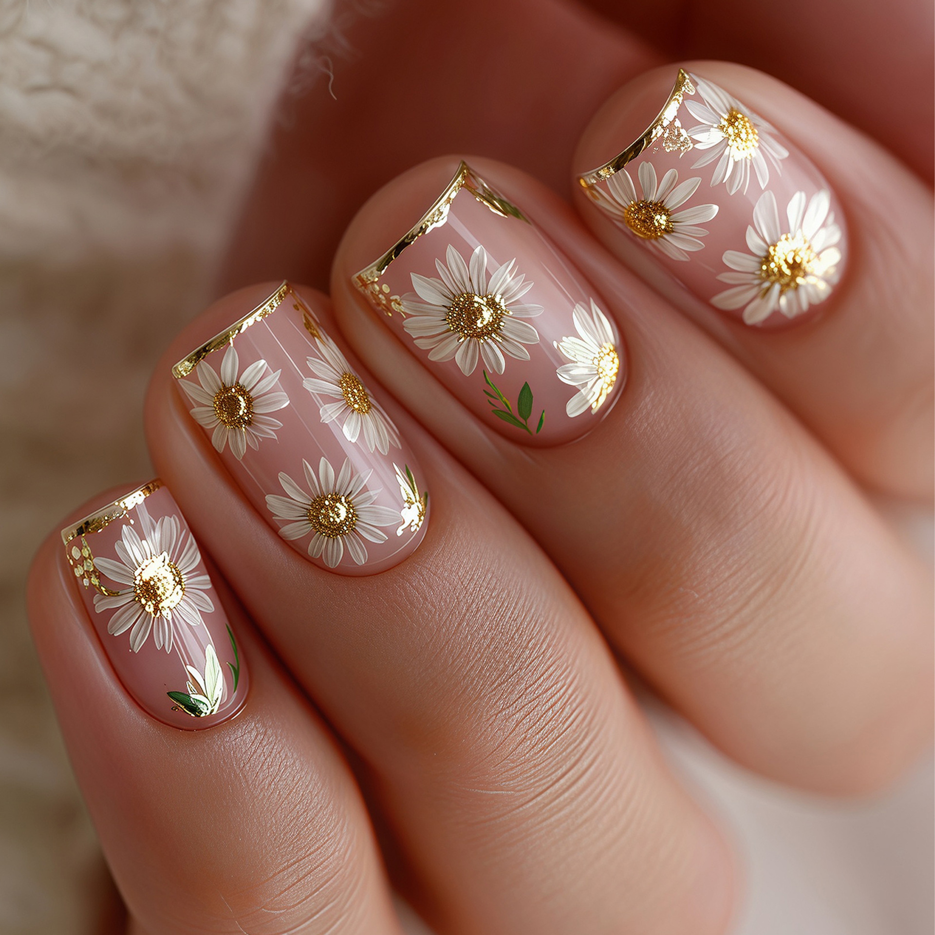 Short Square fake nails golden - Embroidery Embellishments avis et prix
