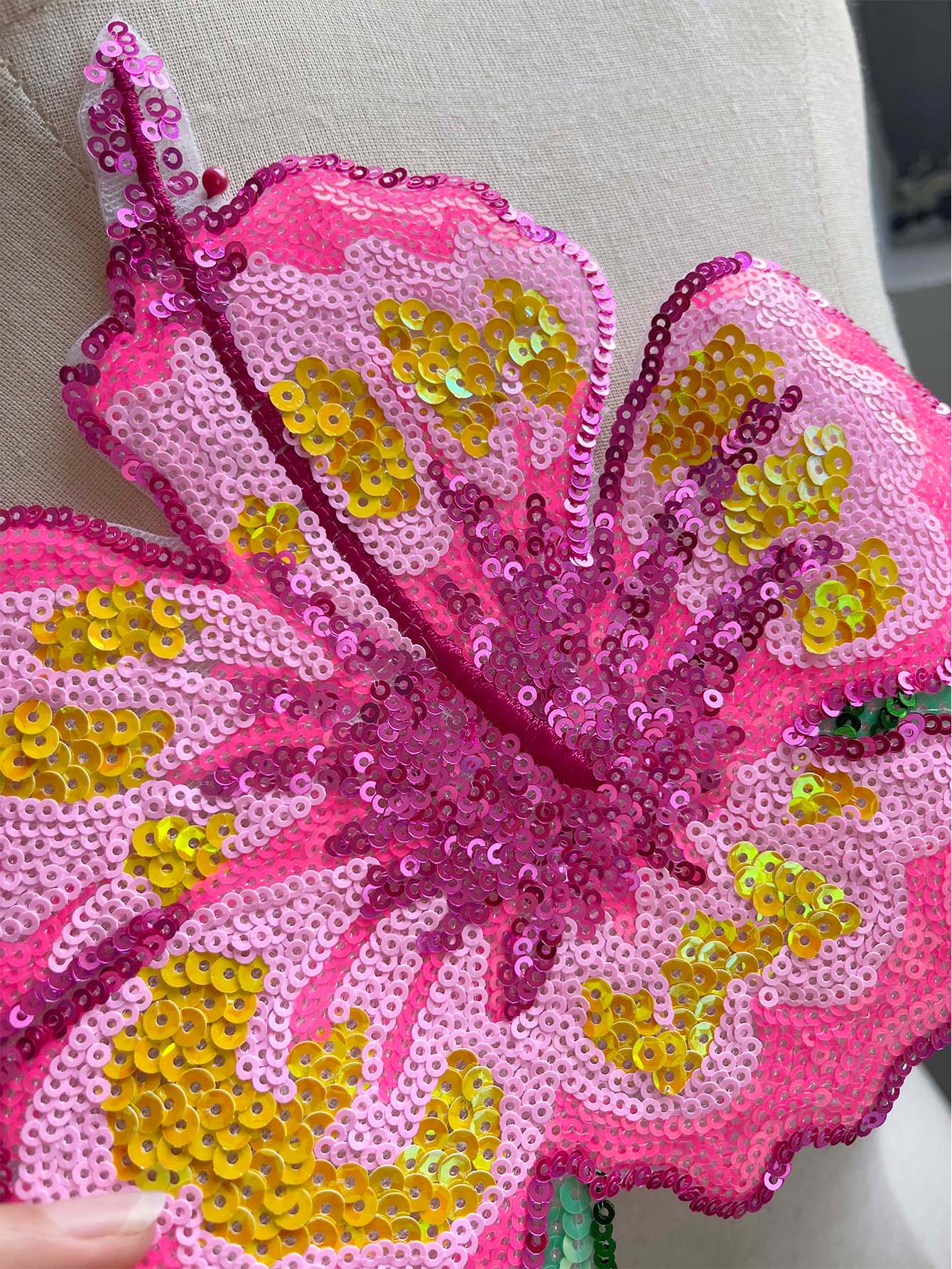 1 Piece 26CM Shining Pink Sequ - Applique Patch Flower avis et prix