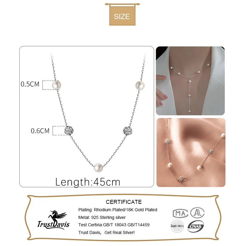 TrustDavis Real 925 Sterling S - Pearl Trim Chain avis et prix
