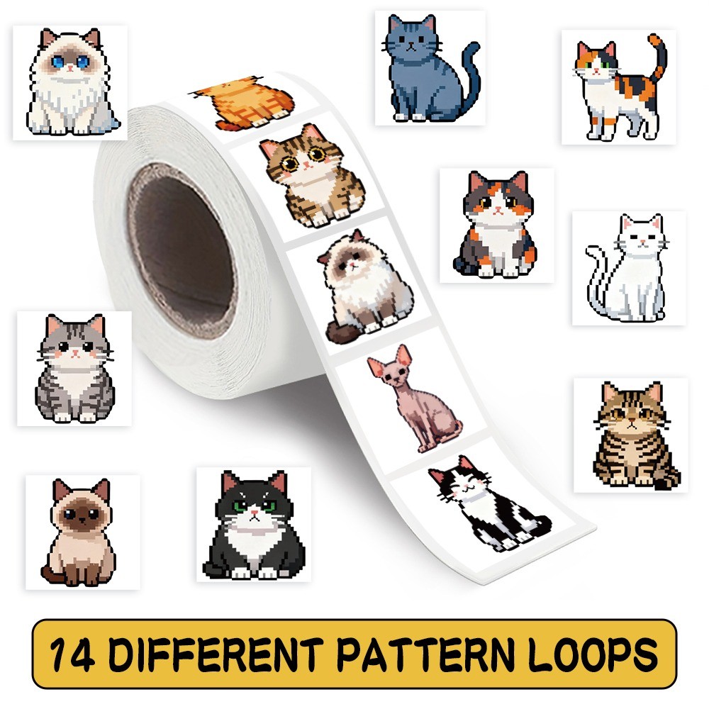 500 Pcs/Roll Cute Pixel Cat St - Craft Embellishment World avis et prix