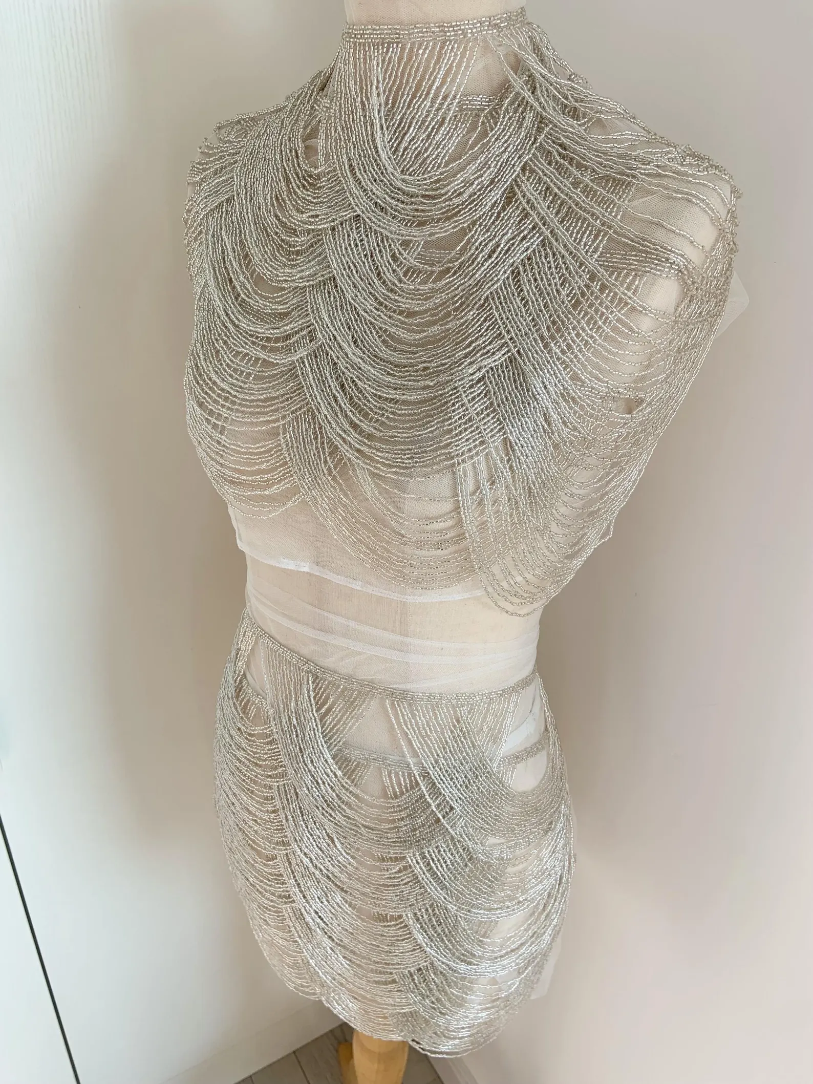 Silver Chains Cape Fabric, Bea - Beaded Trim Fringe avis et prix