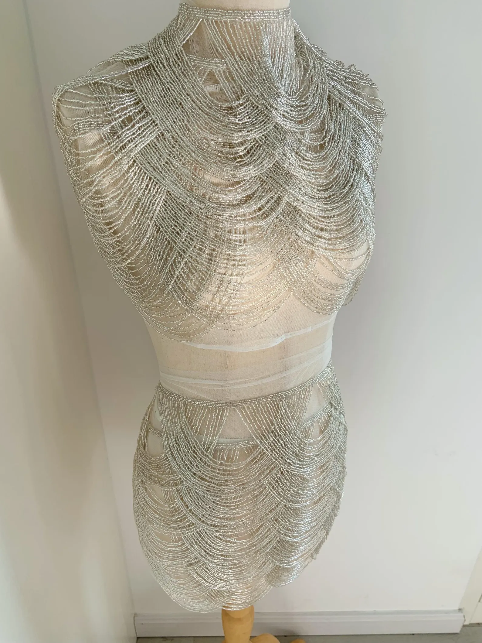Silver Chains Cape Fabric, Bea - Beaded Trim Fringe avis et prix