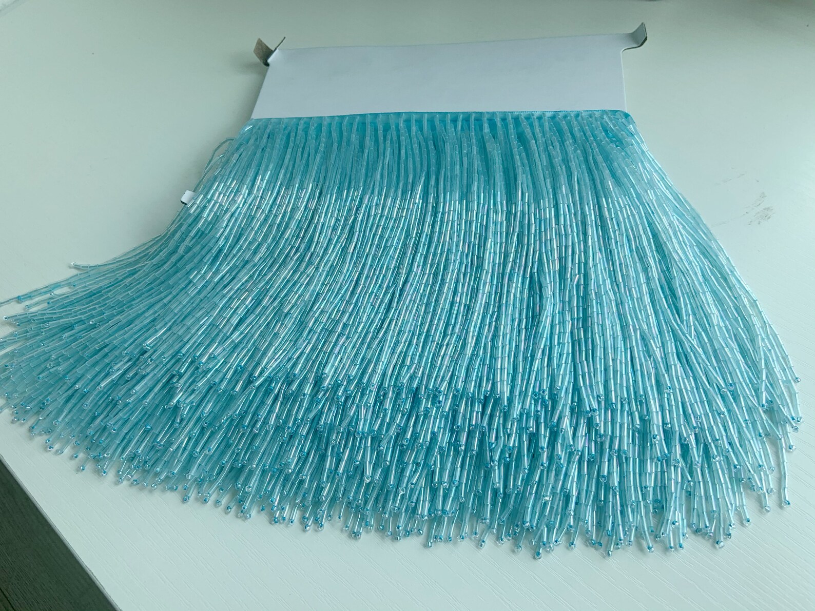 1 Yard Light Blue Bead Fringe  - Beaded Trim Fringe avis et prix